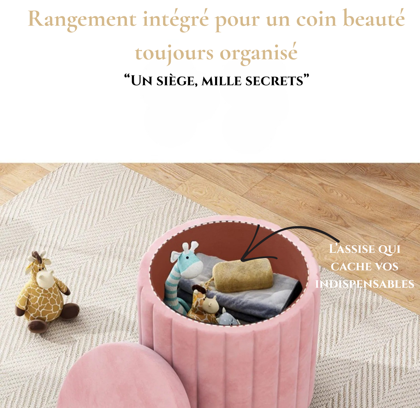 Tabouret Vanytia Éden – Tabouret avec rangement intégré