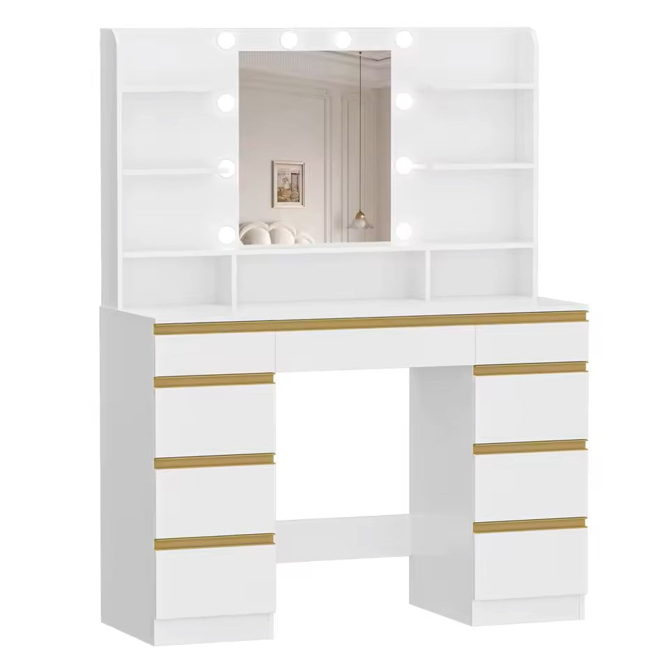 Coiffeuse Vanytia Signature – Coiffeuse avec miroir lumineux et rangements intégrés