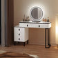 Coiffeuse Vanytia Divine – Coiffeuse avec miroir LED rond et plusieurs tiroirs de rangement