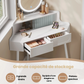 Coiffeuse Enfant Vanytia Luna – Coiffeuse d’angle avec miroir rond et tiroirs