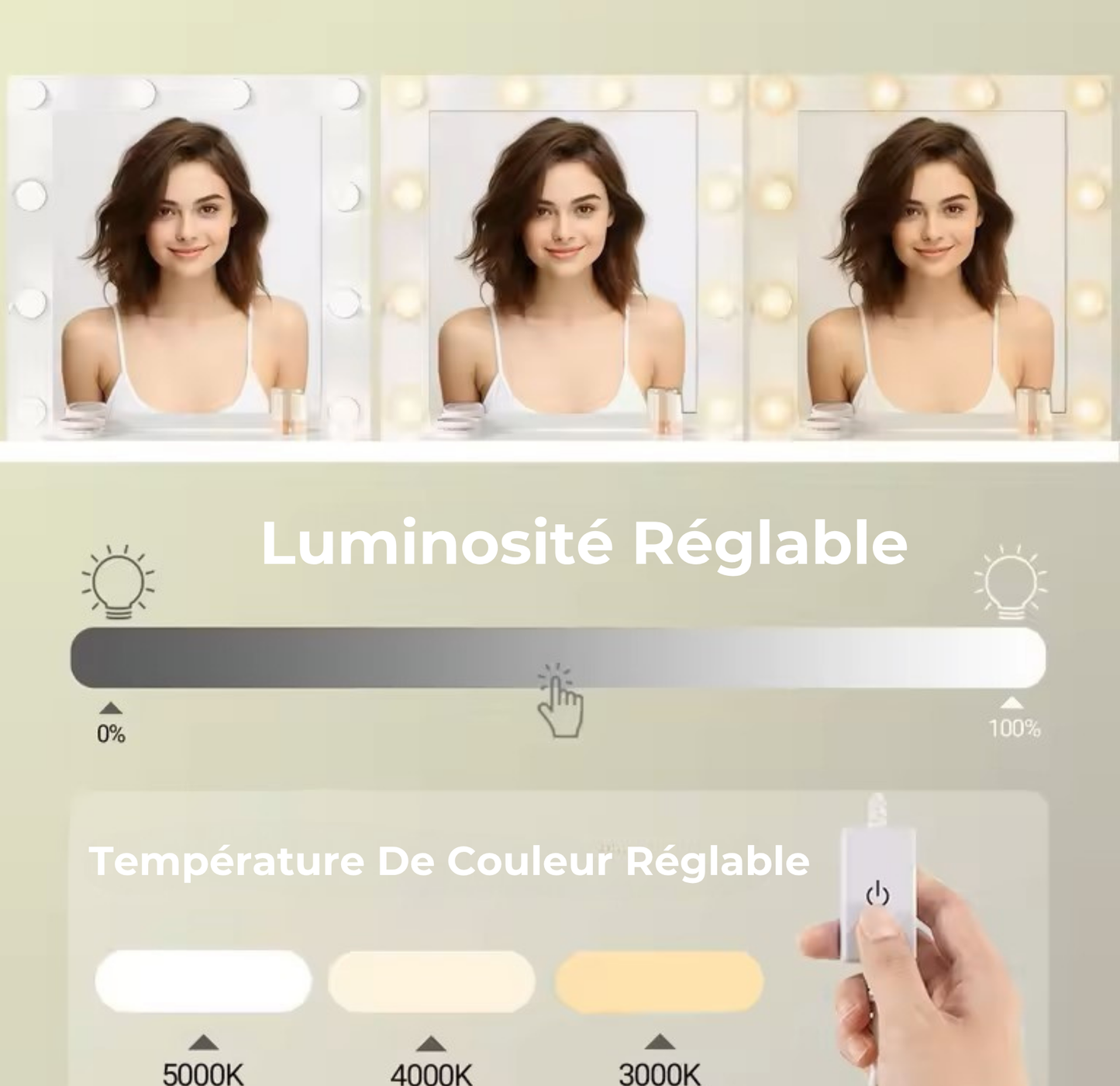 Coiffeuse Vanytia Signature – Coiffeuse avec miroir lumineux et rangements intégrés