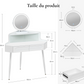 Coiffeuse Enfant Vanytia Luna – Coiffeuse d’angle avec miroir rond et tiroirs
