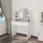 Coiffeuse Vanytia Auréa – Coiffeuse avec miroir lumineux et étagères latérales de rangement