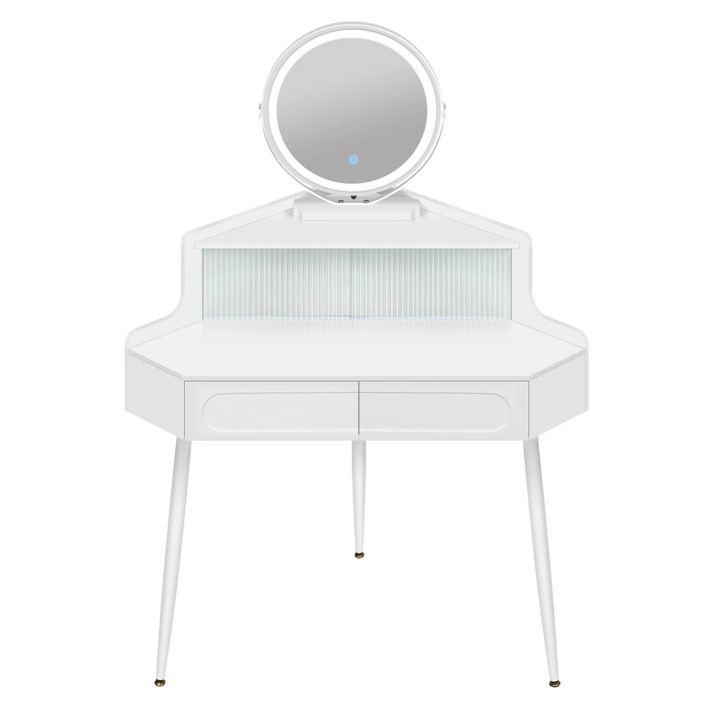 Coiffeuse Enfant Vanytia Luna – Coiffeuse d’angle avec miroir rond et tiroirs