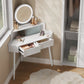 Coiffeuse Enfant Vanytia Luna – Coiffeuse d’angle avec miroir rond et tiroirs