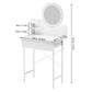 Coiffeuse Enfant Vanytia Céleste – Coiffeuse compacte avec miroir rond et étagères de rangement